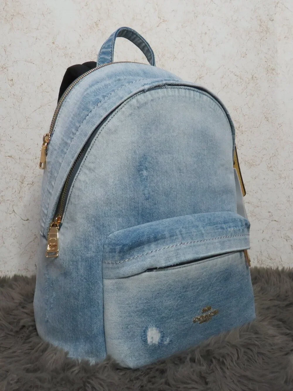 Coach Faded Denim Taylor Small Backpack (Light Indigo)